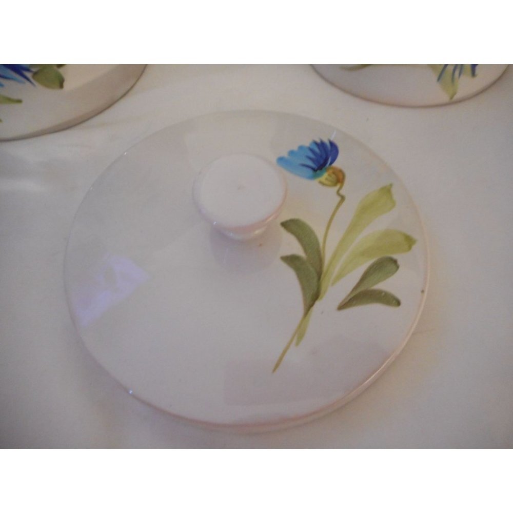 Blue Floral Canister Set w/ lids HandPainted numbered Italy Estate Find Pottery - Picture 4 of 12